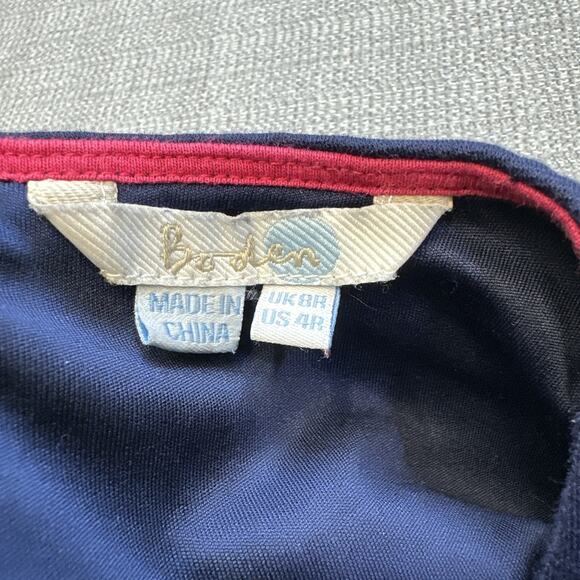 Boden Dress Womens 4R Navy Blue Short Sleeve Fit Flare Modal Blend Knee Length - Picture 2 of 9